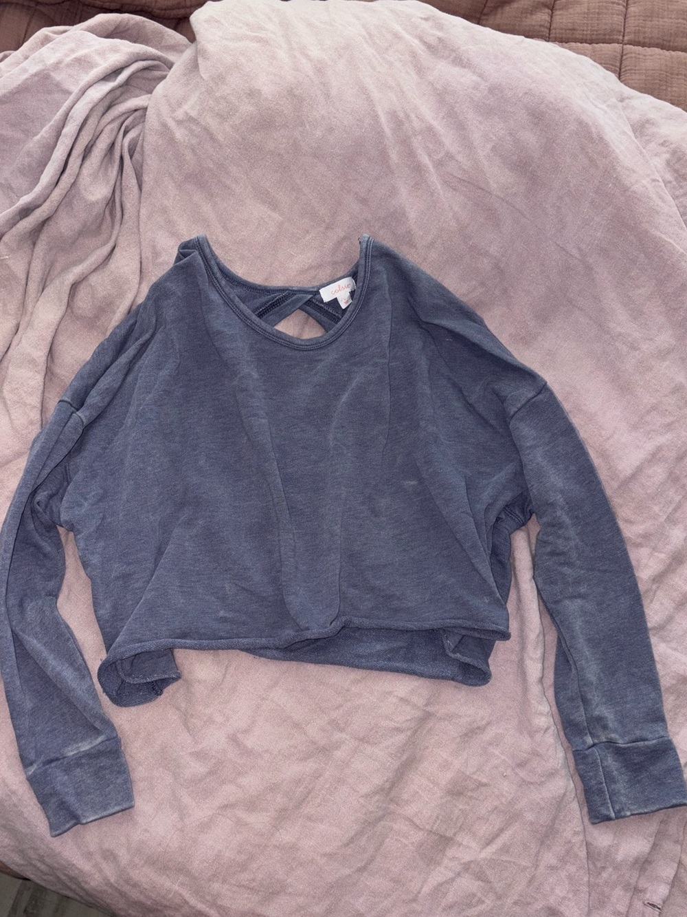 Colsie Cropped Sweatshirt with Back Cutout